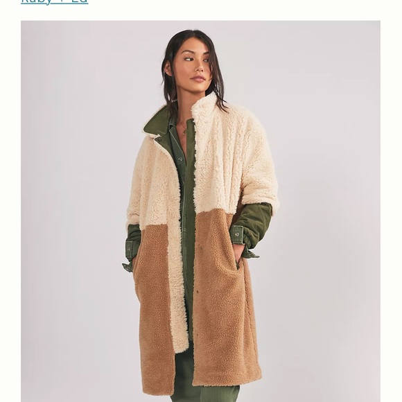 Anthropologie Sherpa Color Block Jacket - Picture 2 of 7